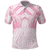 Aotearoa Kowhaiwhai Poutama Pink Motif Polo Shirt