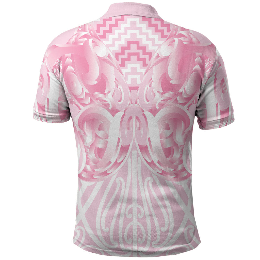 Aotearoa Kowhaiwhai Poutama Pink Motif Polo Shirt