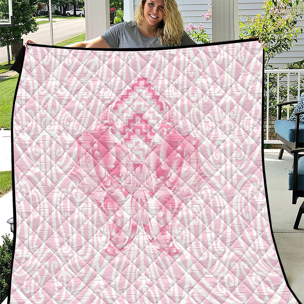 Aotearoa Kowhaiwhai Poutama Pink Motif Quilt