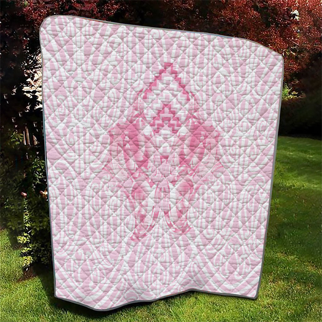 Aotearoa Kowhaiwhai Poutama Pink Motif Quilt LT9 - Polynesian Pride