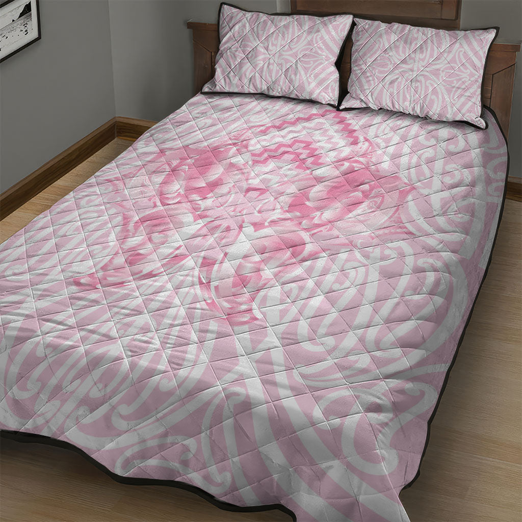 Aotearoa Kowhaiwhai Poutama Pink Motif Quilt Bed Set LT9 - Polynesian Pride