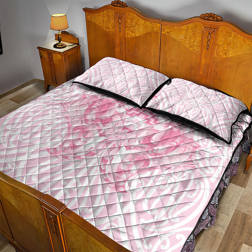 Aotearoa Kowhaiwhai Poutama Pink Motif Quilt Bed Set LT9 - Polynesian Pride