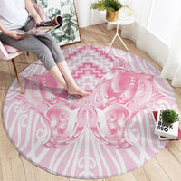 Aotearoa Kowhaiwhai Poutama Pink Motif Round Carpet LT9 - Polynesian Pride