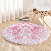 Aotearoa Kowhaiwhai Poutama Pink Motif Round Carpet LT9 - Polynesian Pride