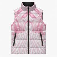 Aotearoa Kowhaiwhai Poutama Pink Motif Sleeveless Puffer Jacket LT9 Unisex Pink - Polynesian Pride