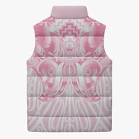 Aotearoa Kowhaiwhai Poutama Pink Motif Sleeveless Puffer Jacket LT9 - Polynesian Pride