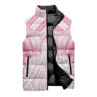 Aotearoa Kowhaiwhai Poutama Pink Motif Sleeveless Puffer Jacket LT9 - Polynesian Pride