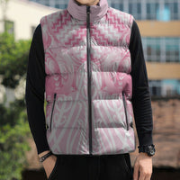 Aotearoa Kowhaiwhai Poutama Pink Motif Sleeveless Puffer Jacket LT9 - Polynesian Pride
