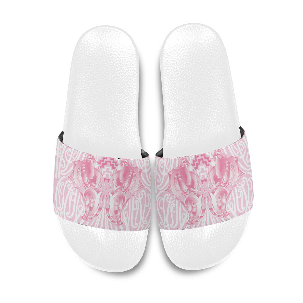 Aotearoa Kowhaiwhai Poutama Pink Motif Slide Sandals LT9 Pink - Polynesian Pride