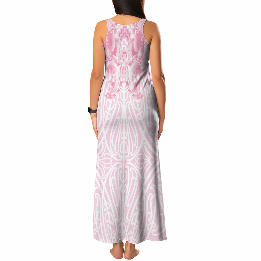 Aotearoa Kowhaiwhai Poutama Pink Motif Tank Maxi Dress LT9 - Polynesian Pride