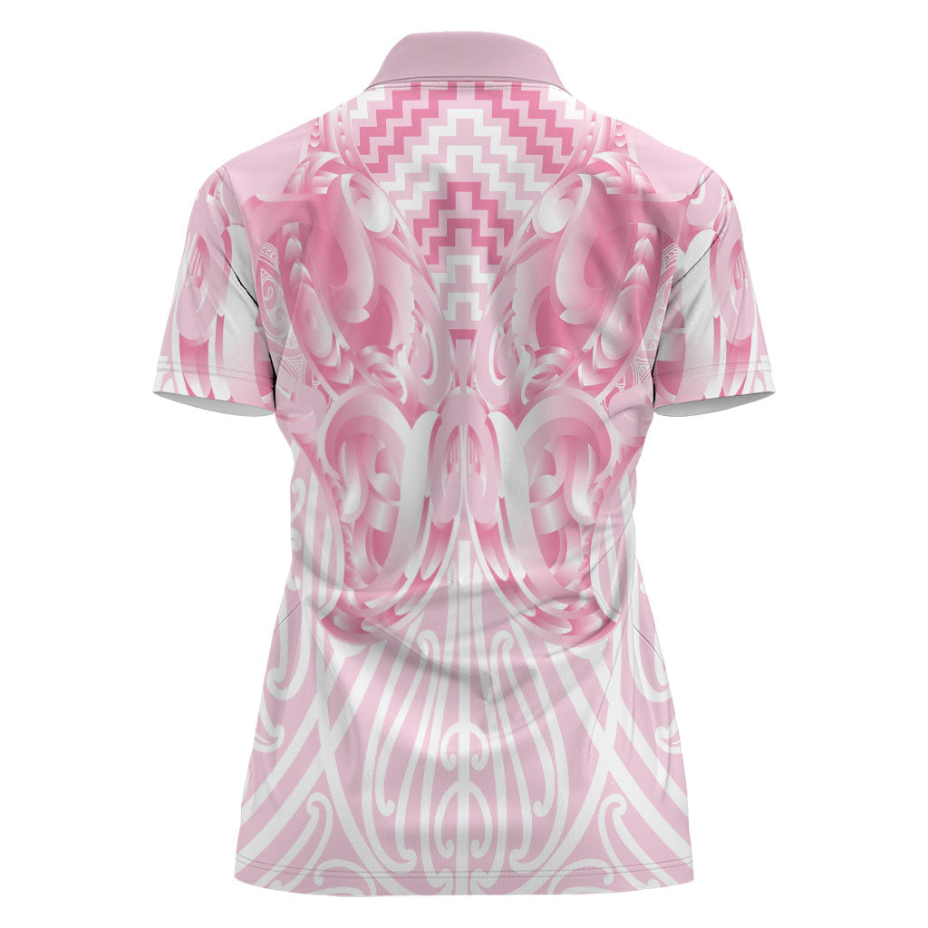 Aotearoa Kowhaiwhai Poutama Pink Motif Women Polo Shirt LT9 - Polynesian Pride