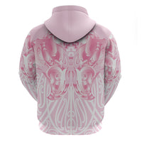 Aotearoa Kowhaiwhai Poutama Pink Motif Zip Hoodie LT9 - Polynesian Pride