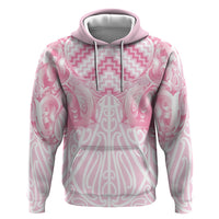 Aotearoa Kowhaiwhai Poutama Pink Motif Zip Hoodie LT9 Pullover Hoodie Pink - Polynesian Pride