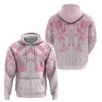 Aotearoa Kowhaiwhai Poutama Pink Motif Zip Hoodie LT9 - Polynesian Pride