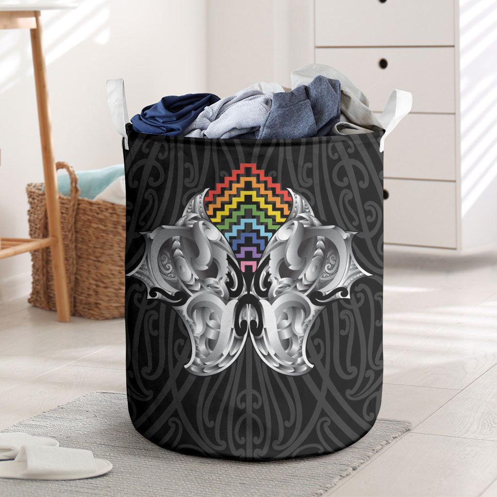Aotearoa Kowhaiwhai Poutama Rainbow Motif Laundry Basket