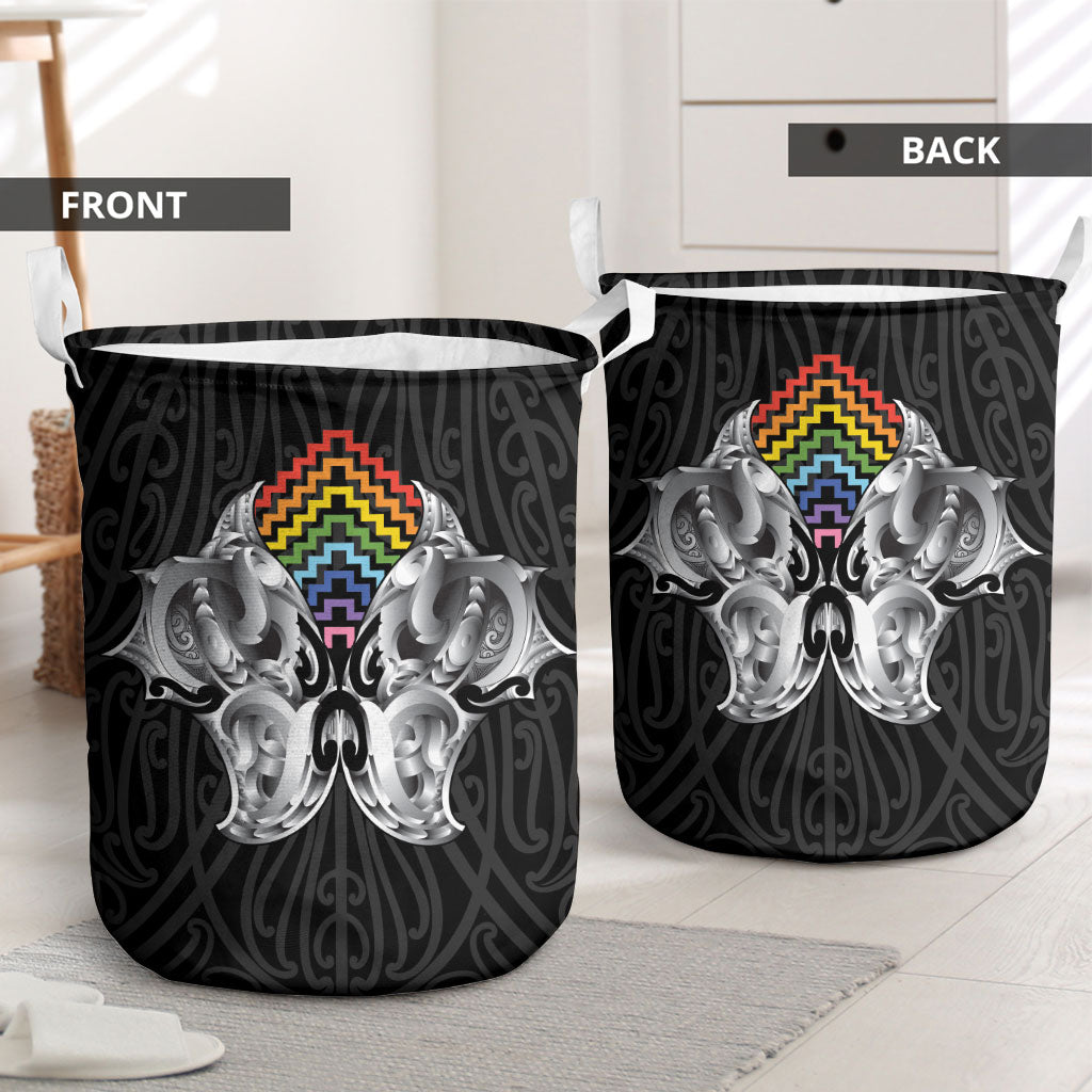 Aotearoa Kowhaiwhai Poutama Rainbow Motif Laundry Basket LT9 - Polynesian Pride