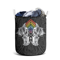 Aotearoa Kowhaiwhai Poutama Rainbow Motif Laundry Basket LT9 - Polynesian Pride