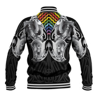 Aotearoa Kowhaiwhai Poutama Rainbow Motif Baseball Jacket LT9 - Polynesian Pride