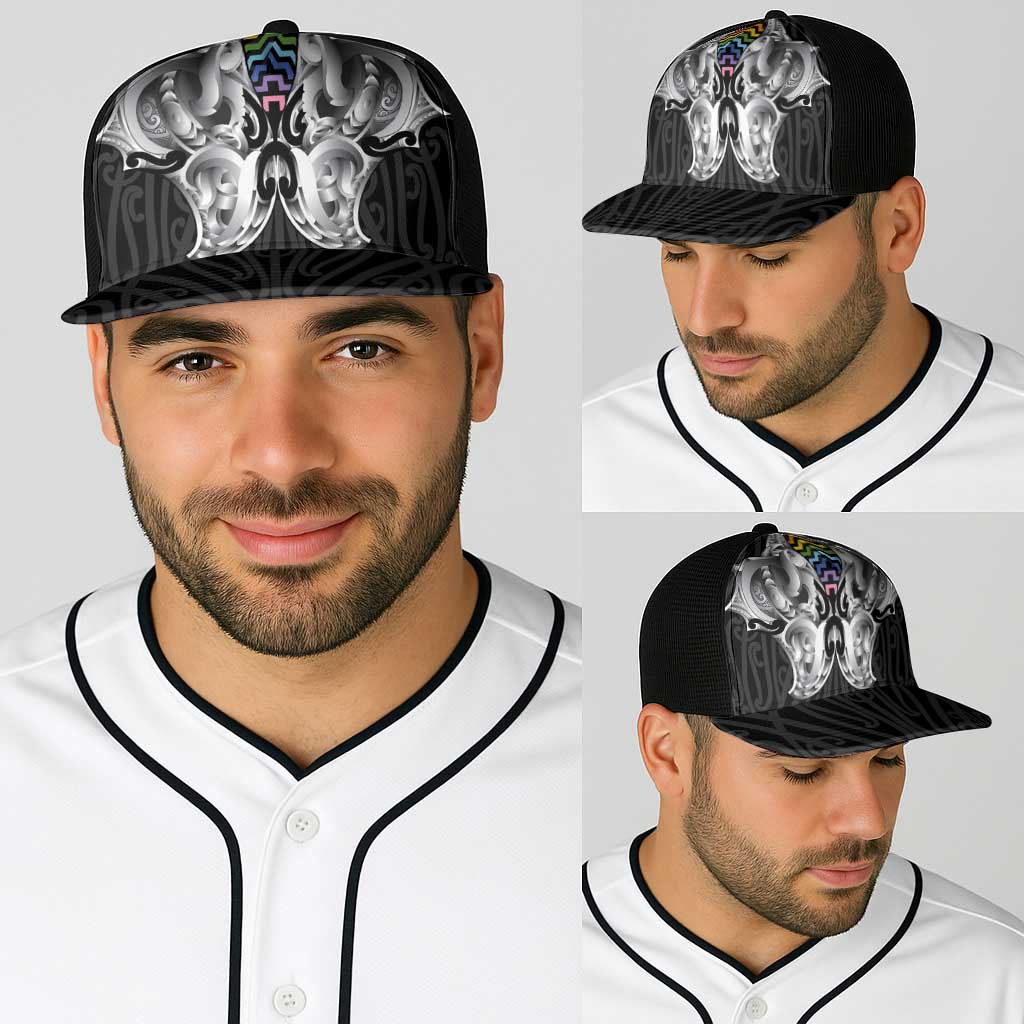 Aotearoa Kowhaiwhai Poutama Rainbow Motif Baseball Net Cap