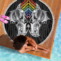 Aotearoa Kowhaiwhai Poutama Rainbow Motif Beach Blanket LT9 - Polynesian Pride