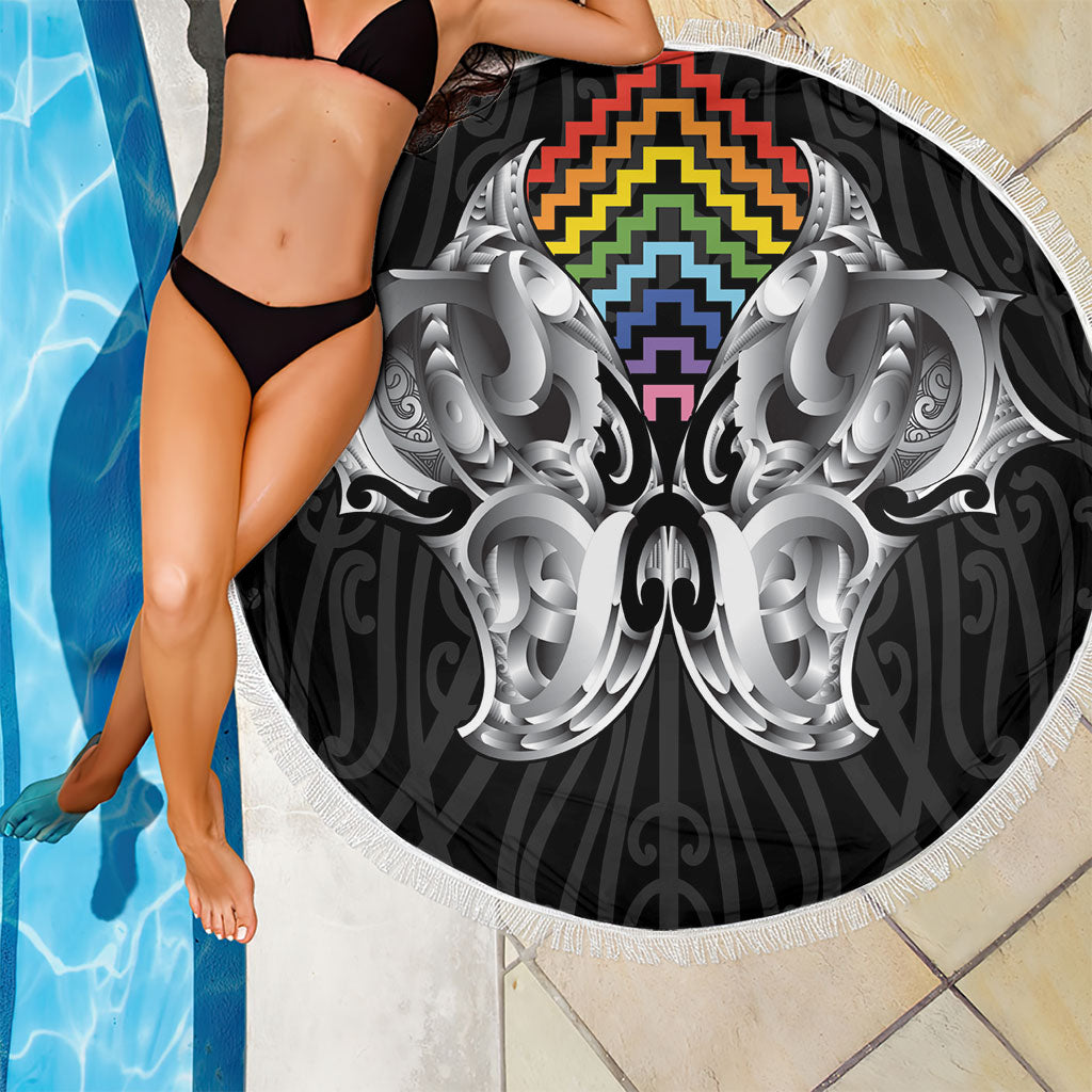 Aotearoa Kowhaiwhai Poutama Rainbow Motif Beach Blanket LT9 - Polynesian Pride