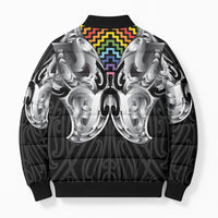 Aotearoa Kowhaiwhai Poutama Rainbow Motif Bomber Puffer Jacket LT9 - Polynesian Pride