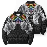 Aotearoa Kowhaiwhai Poutama Rainbow Motif Bomber Puffer Jacket LT9 - Polynesian Pride