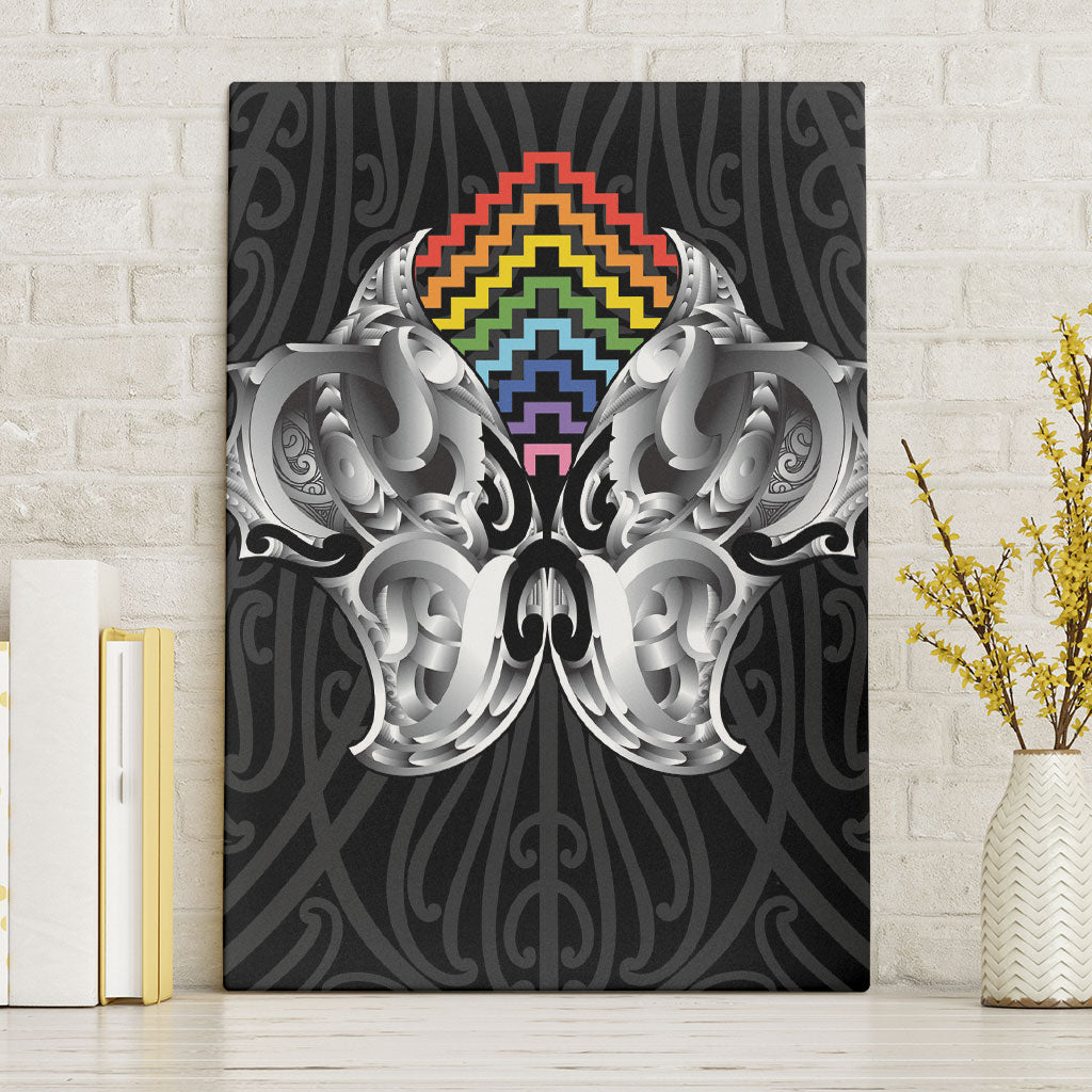 Aotearoa Kowhaiwhai Poutama Rainbow Motif Canvas Wall Art LT9 Without Frame Rainbow - Polynesian Pride