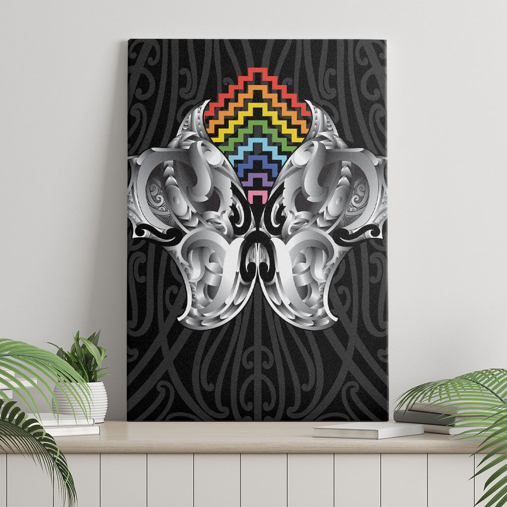 Aotearoa Kowhaiwhai Poutama Rainbow Motif Canvas Wall Art LT9 - Polynesian Pride