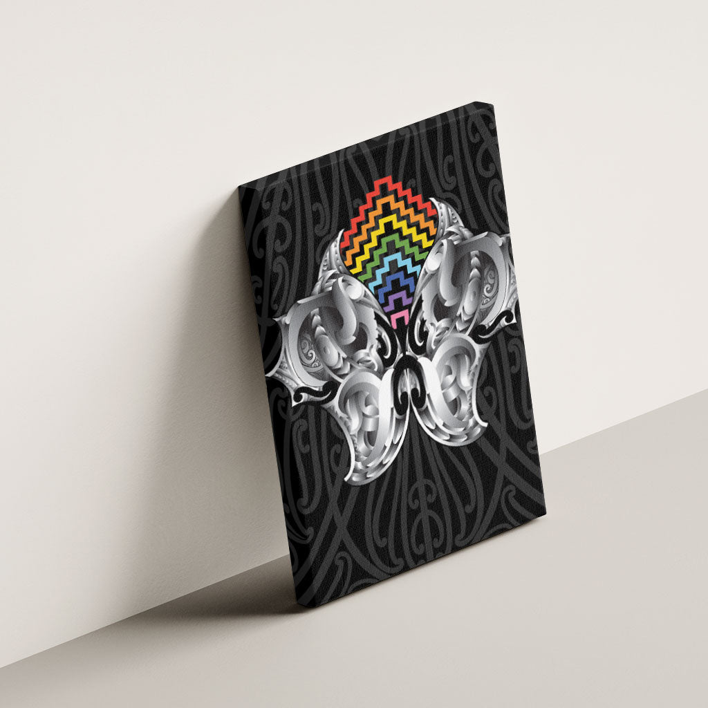Aotearoa Kowhaiwhai Poutama Rainbow Motif Canvas Wall Art LT9 - Polynesian Pride