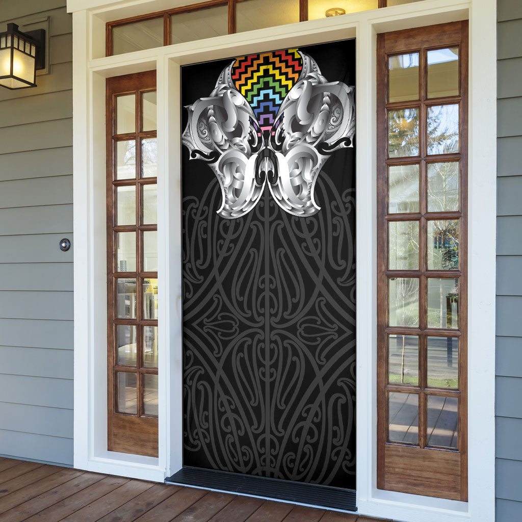 Aotearoa Kowhaiwhai Poutama Rainbow Motif Door Cover LT9 - Polynesian Pride