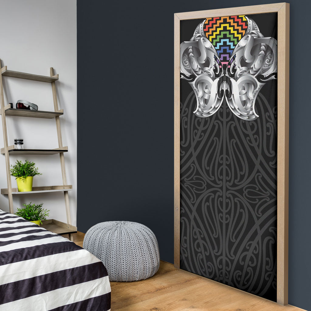 Aotearoa Kowhaiwhai Poutama Rainbow Motif Door Cover LT9 - Polynesian Pride