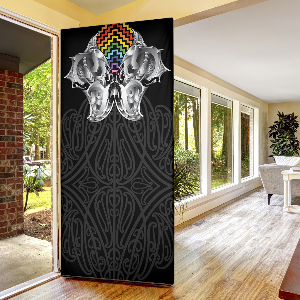 Aotearoa Kowhaiwhai Poutama Rainbow Motif Door Cover LT9 - Polynesian Pride