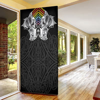 Aotearoa Kowhaiwhai Poutama Rainbow Motif Door Cover LT9 - Polynesian Pride