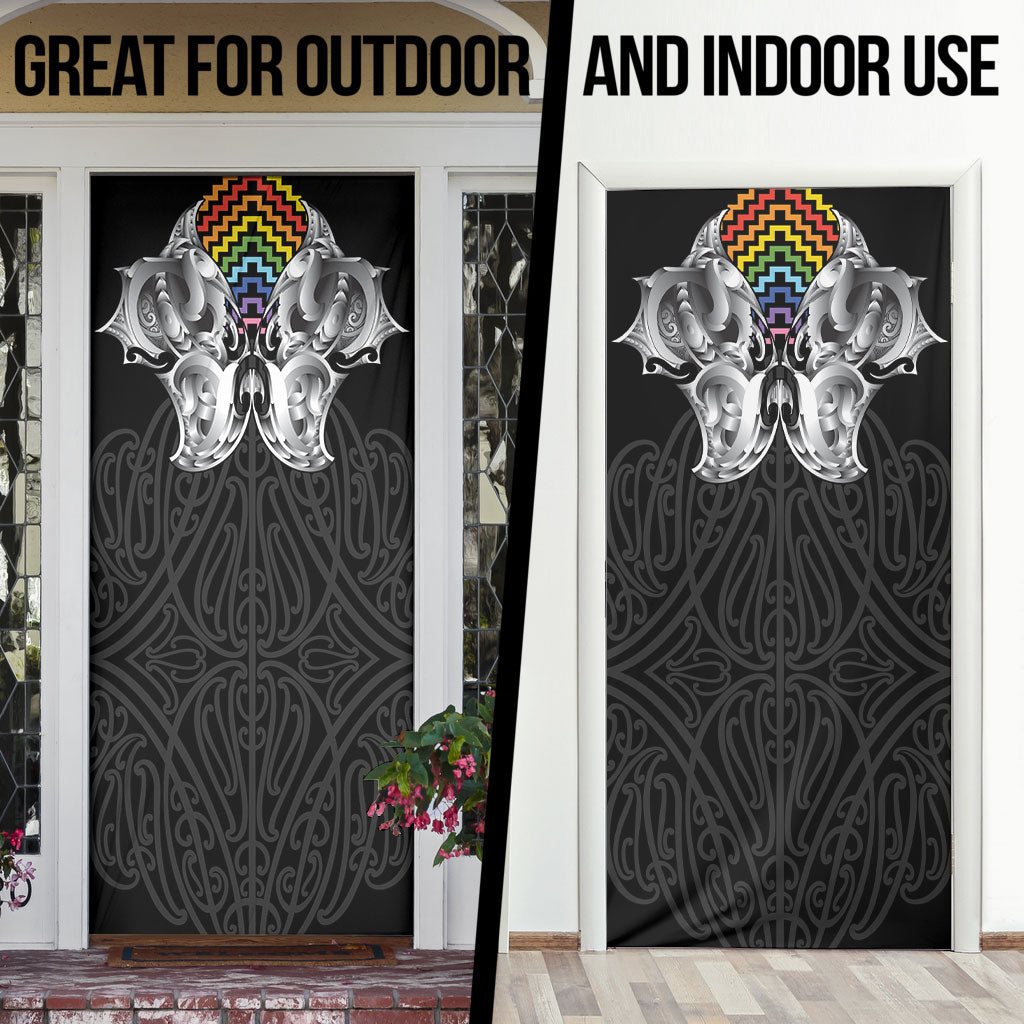 Aotearoa Kowhaiwhai Poutama Rainbow Motif Door Cover LT9 - Polynesian Pride