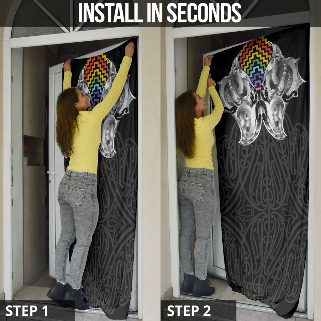Aotearoa Kowhaiwhai Poutama Rainbow Motif Door Cover LT9 - Polynesian Pride