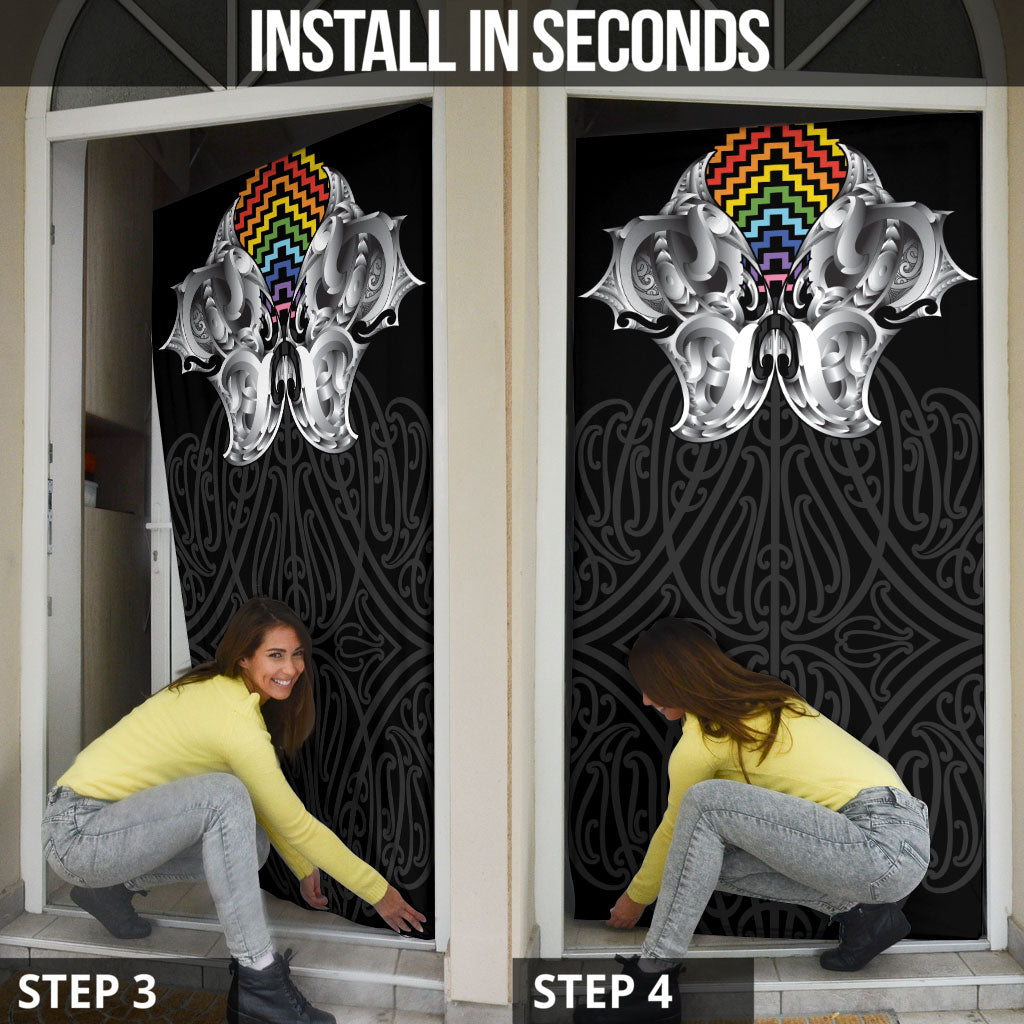 Aotearoa Kowhaiwhai Poutama Rainbow Motif Door Cover LT9 - Polynesian Pride