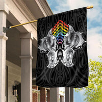 Aotearoa Kowhaiwhai Poutama Rainbow Motif Garden Flag LT9 House Flag Rainbow - Polynesian Pride