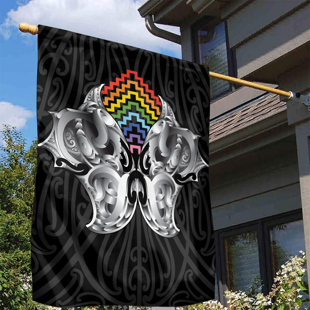 Aotearoa Kowhaiwhai Poutama Rainbow Motif Garden Flag LT9 - Polynesian Pride