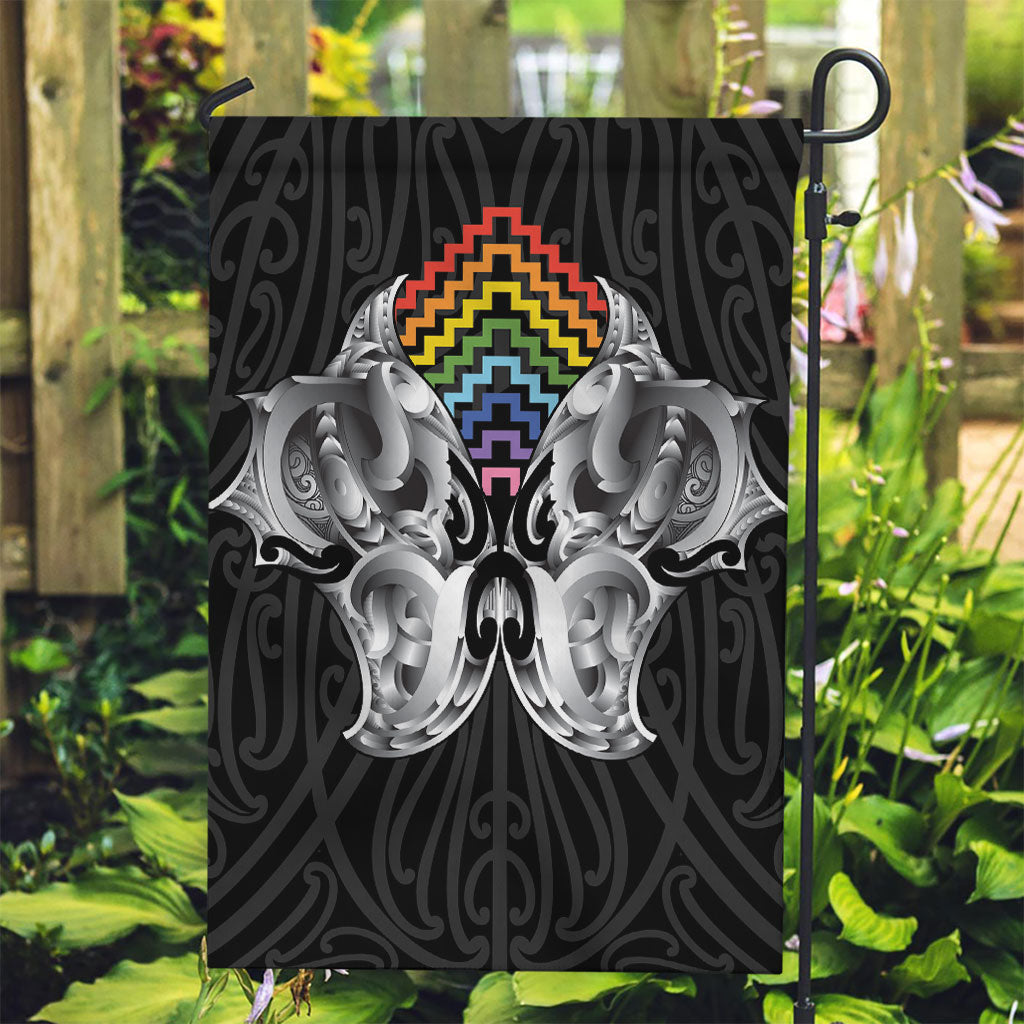 Aotearoa Kowhaiwhai Poutama Rainbow Motif Garden Flag LT9 Garden Flag Rainbow - Polynesian Pride