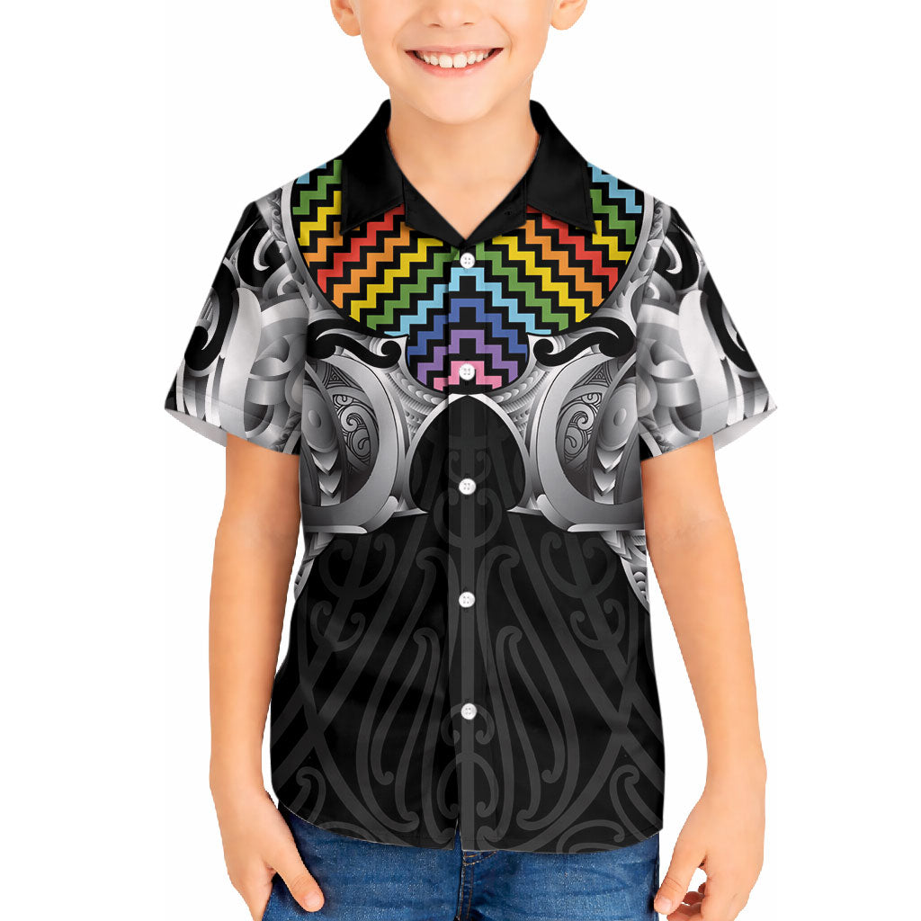 Aotearoa Kowhaiwhai Poutama Rainbow Motif Hawaiian Shirt LT9 - Polynesian Pride