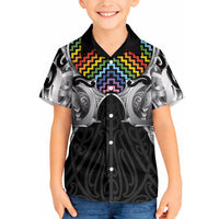 Aotearoa Kowhaiwhai Poutama Rainbow Motif Hawaiian Shirt LT9 - Polynesian Pride