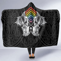 Aotearoa Kowhaiwhai Poutama Rainbow Motif Hooded Blanket LT9 One Size Rainbow - Polynesian Pride