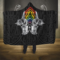 Aotearoa Kowhaiwhai Poutama Rainbow Motif Hooded Blanket LT9 - Polynesian Pride