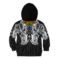 Aotearoa Kowhaiwhai Poutama Rainbow Motif Kid Hoodie LT9 - Polynesian Pride