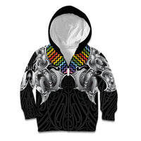 Aotearoa Kowhaiwhai Poutama Rainbow Motif Kid Hoodie LT9 Zip Hoodie Rainbow - Polynesian Pride