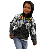 Aotearoa Kowhaiwhai Poutama Rainbow Motif Kid Hoodie LT9 - Polynesian Pride