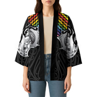 Aotearoa Kowhaiwhai Poutama Rainbow Motif Kimono LT9 - Polynesian Pride