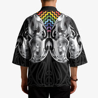 Aotearoa Kowhaiwhai Poutama Rainbow Motif Kimono LT9 - Polynesian Pride