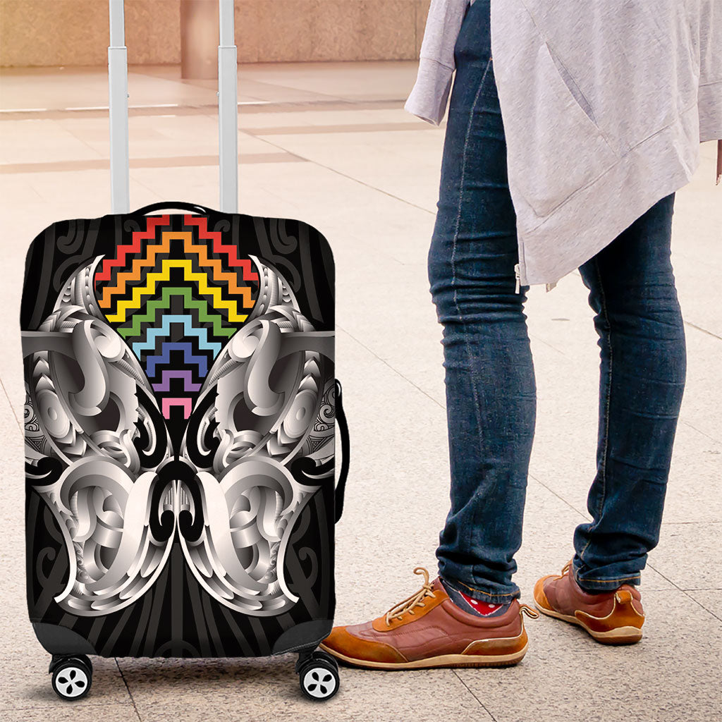 Aotearoa Kowhaiwhai Poutama Rainbow Motif Luggage Cover LT9 Rainbow - Polynesian Pride